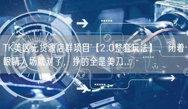 TK美区无货源店群项目【2.0整套玩法】,闭着眼睛入场就对了,挣的全是美刀
